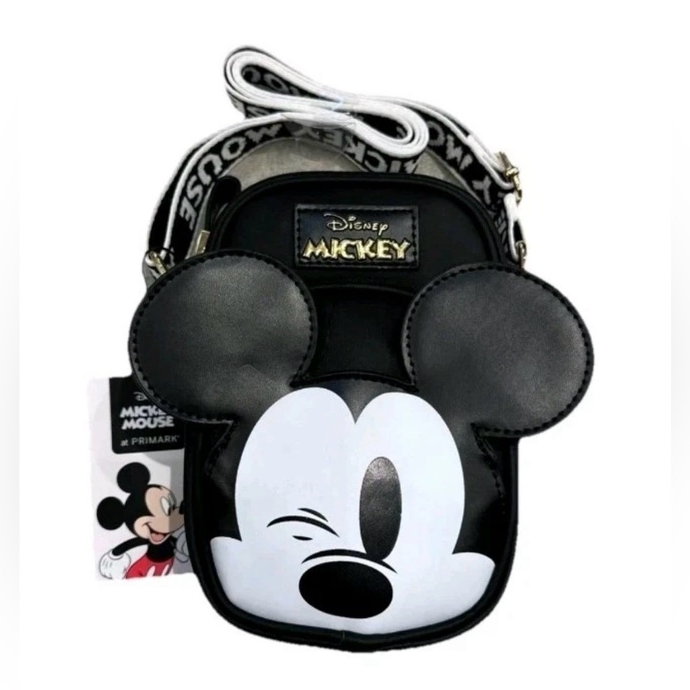 Disney 'Winking' Black and White Mickey Mouse Crossbody